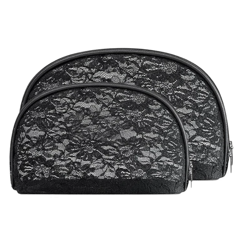 AUAU-2 Pcs Small Travel Clutch Makeup Cosmetic Bag Set for Purse Handy Compact Cosmetic Storage Pouch Organizer for Women Teens