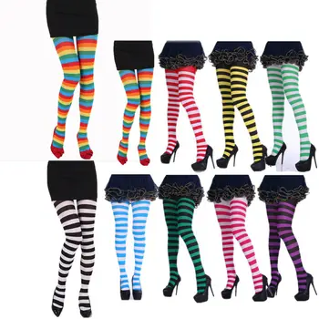 

Christmas Stripes Pantyhose Socks Women Party Elf Xmas Bee Striped Colourful Pantyhose Tights Costumen Tights Women Stockings