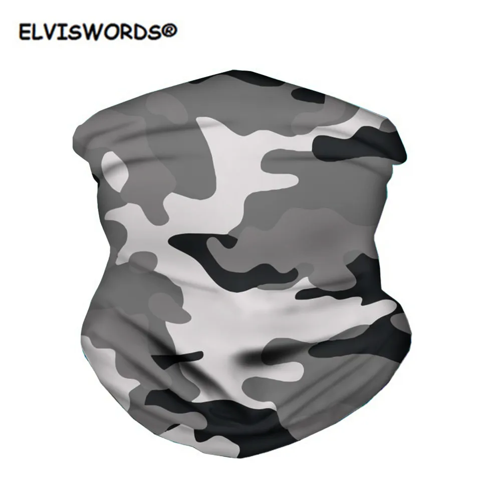 

ELVISWORDS Camouflage Brand Designer Scarf Unisex 2020 Seamless Half Face Bandanas for Dust Women Men Breathbale Neck Gaiter