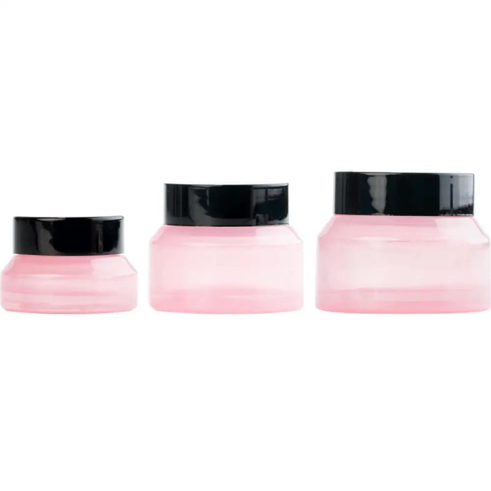 15g 30g 50g Empty Pink Glass Jar Containers Cosmetic Cream Lotion Powder Refillable Bottles Pots Travel Ointment Box