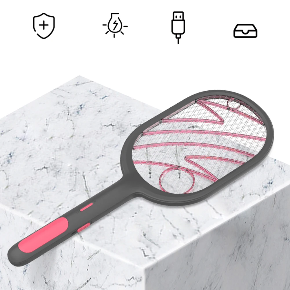Electric Mosquito Swatter 2 Modes 1200mAh USB Rechargeable Home Fly Bug Zapper Racket Inserts Killer Pest Control Products