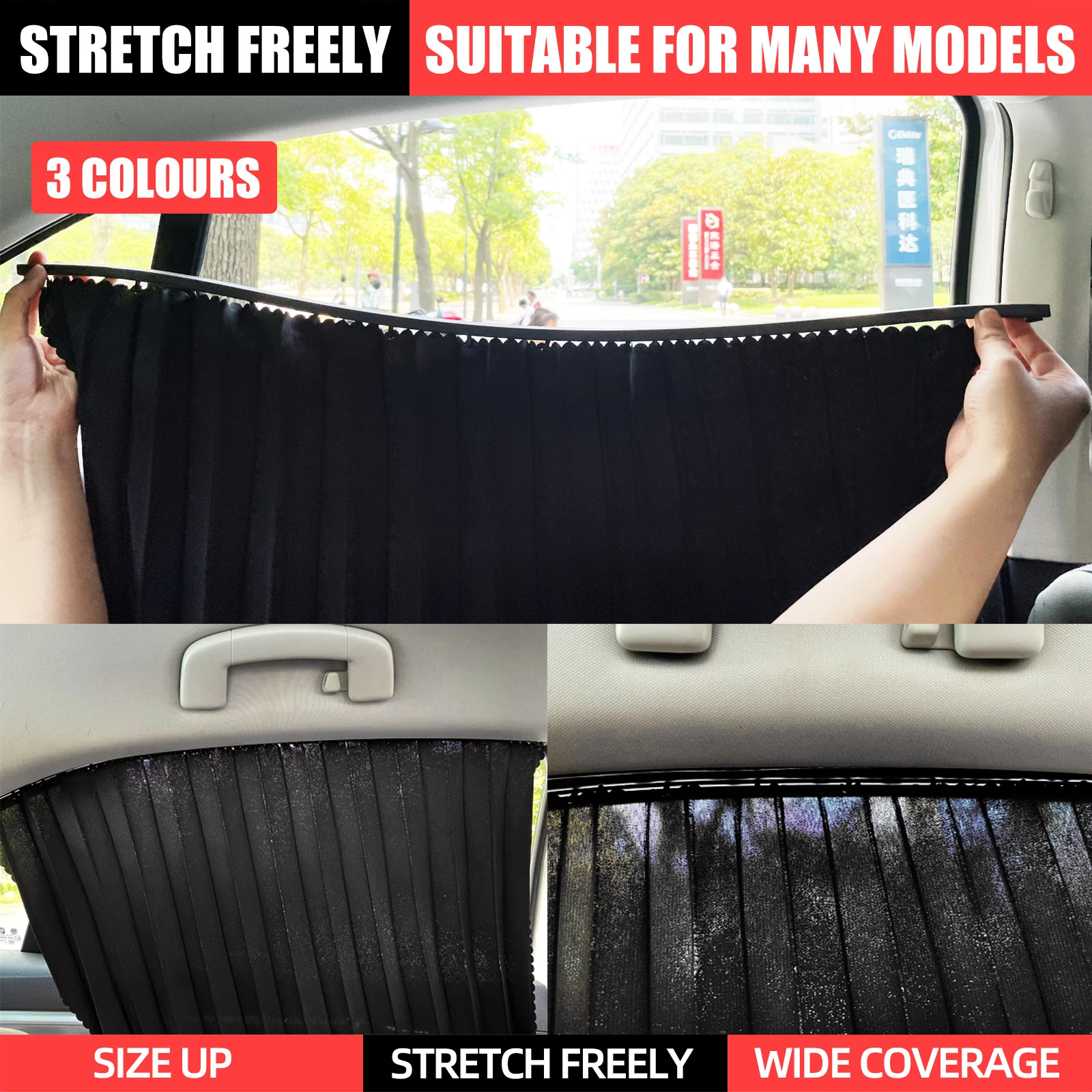 Car Side Window Sunshade Anti UV Curtain Auto Rear Windshield