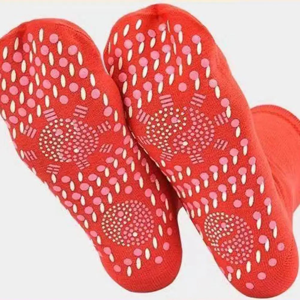 

1Pair Unisex Middle Tube Heated Socks Crew Cotton Self-Heating Release Fatigue Tourmaline Breathable Massage Socks for Men Women