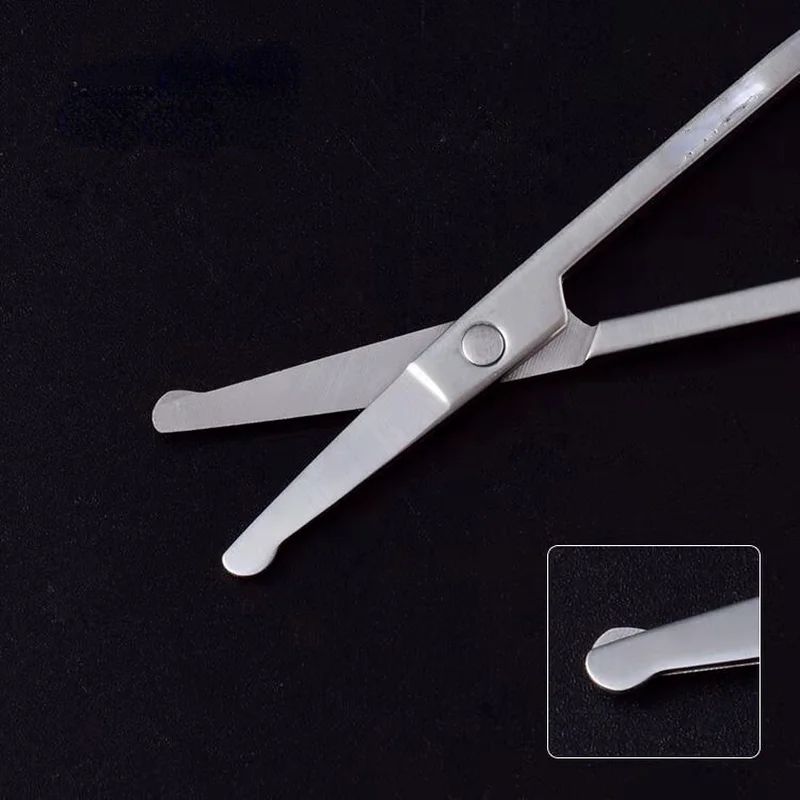 100% New 1pc 3.5" Stainless Steel Mini Portable Curved Mustache Nose Ear Hair Remover Scissor Trimmer Safety Tips 3