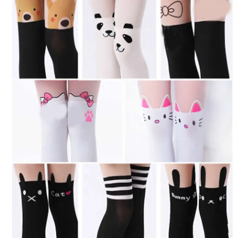 Kids Pantyhose Spring Summer Autumn Splicing Velvet Anti-tick
