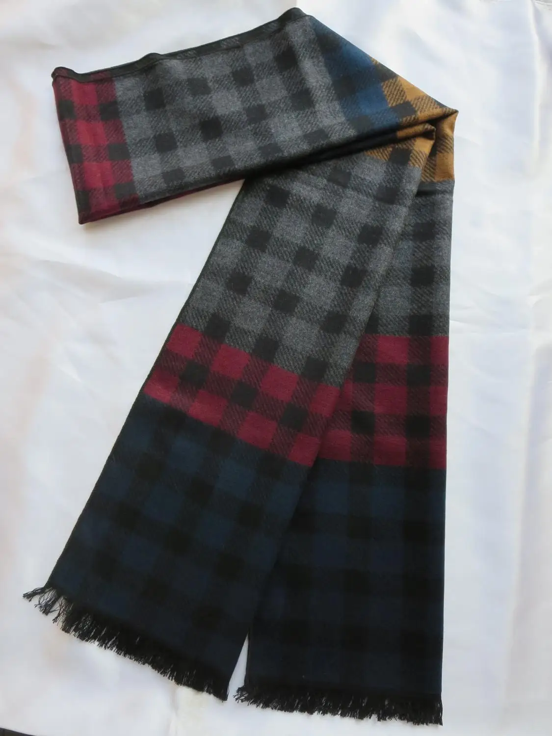 Мужской шелковый шарф винтажный зимний теплый шейный платок двухсторонний мягкий ворс 180*32 см - Цвет: Style 4