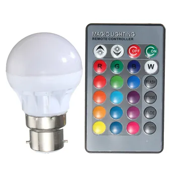 

RGB LED Light Bulb E27 B22 3W 16 Colors Changing Magic Lamp Spotlight Bulb IR Remote Control Holiday Lighting Decor New 85-265V