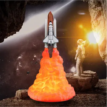 

3D Print Space Shuttle Lamp Table Decoration Light Rocket Rechargeable Night Light For Space Lovers and Room Kids Gift
