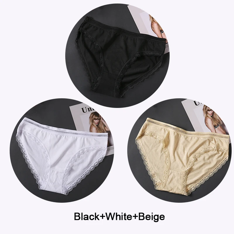 Set 1 Женские трусики, 3 шт./лот, кружевное нижнее белье с сердечками, женские хлопковые трусы, M-XL, одноцветные, с низкой посадкой, трусики для девушек, удобное нижнее белье - Цвет: Set 1