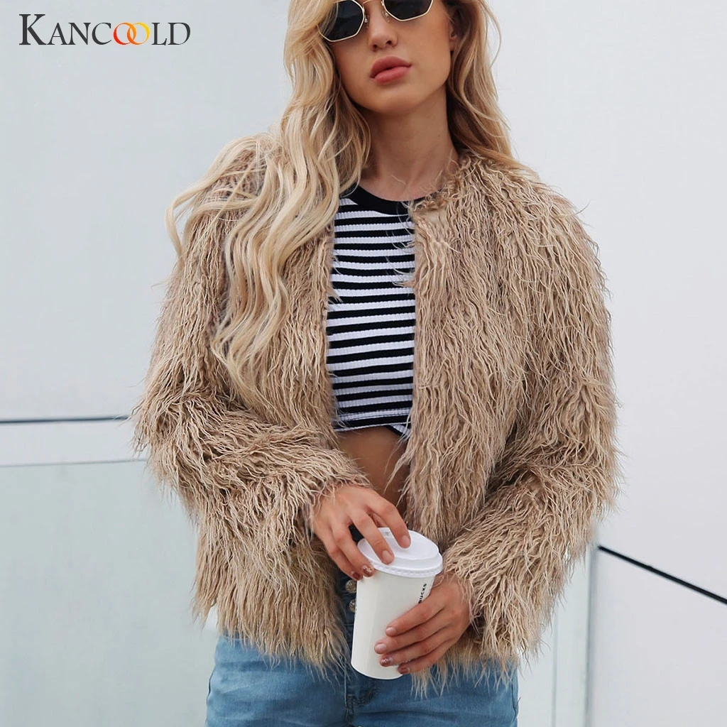 KANCOOLD пальто для женщин s Женская однотонная куртка с длинным рукавом плюшевая