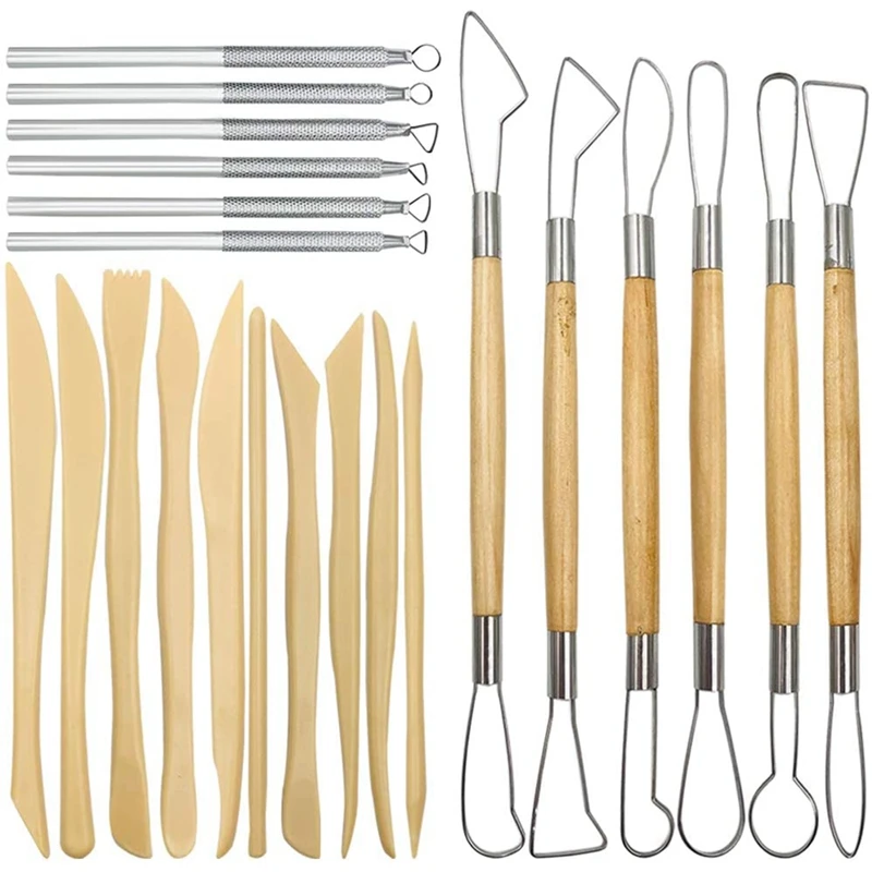 ABSF Pottery Clay Sculpting Tools, 22Pcs Wooden Handle Pottery Carving Tools & Metal Scraper & Plastic Clay Shaping Tools best woodworking bench