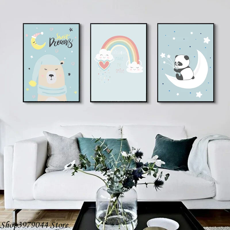 Детская Настенная картина живопись на холсте мультфильмы Cute Bear плакат панды