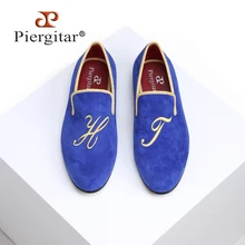 Piergitar 2020 חדש סגנון מלכותי כחול צבע גברים זמש ופרס עם אישי מכתבי רקמה בעבודת יד גברים של עישון(China)