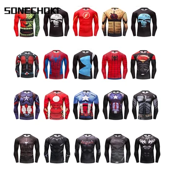 Compression Running T-shirt Men Printing Long Sleeve Sport Acitve Wear for Male Gym Clothing Fitness Bodybuilding Workout Tops