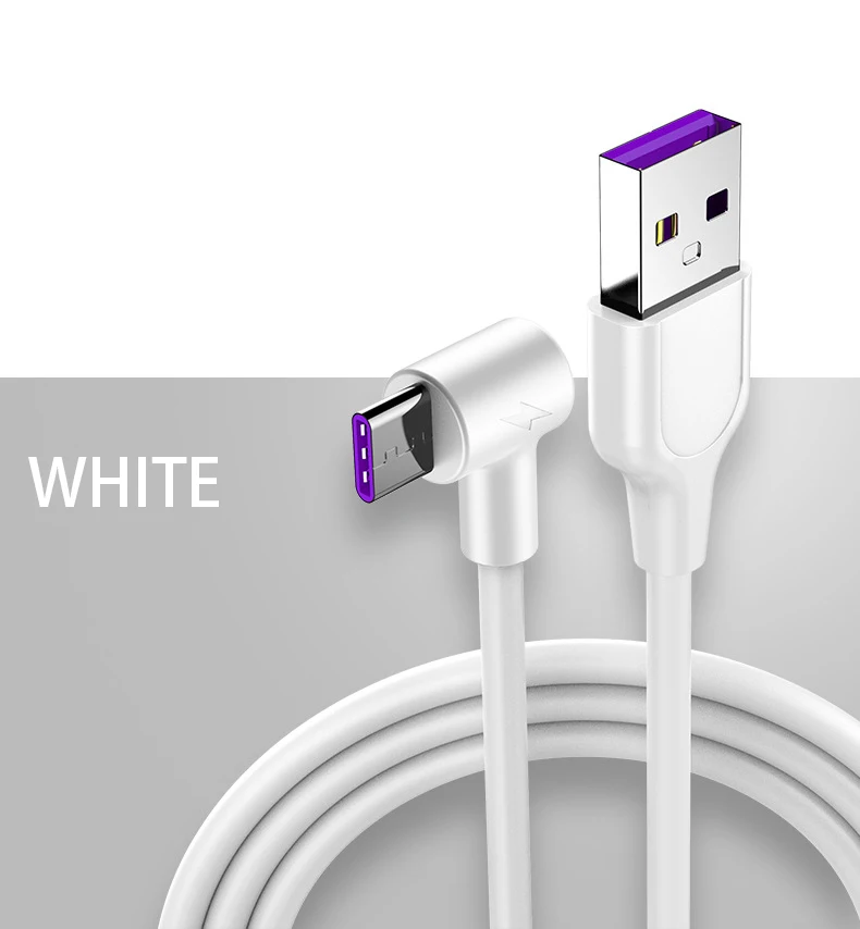 5A супер быстрый зарядный кабель USB 3,1 type C кабель 90 градусов 3 м 2 м 1,5 м 1 м для samsung s8 s9 s10 huawei mate 20 P30 pro xiao mi 9 - Цвет: Белый