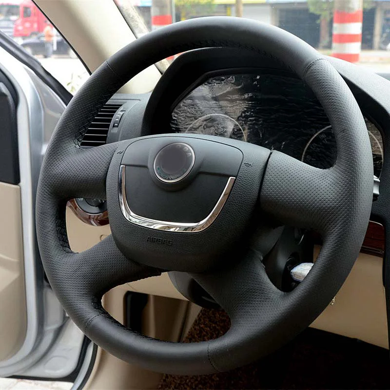 Черный кожаный чехол на руль CARDAK для Skoda Octavia Superb 2012 Fabia a 5 a5 2013 Yeti 2009 2013|Чехлы руль| |