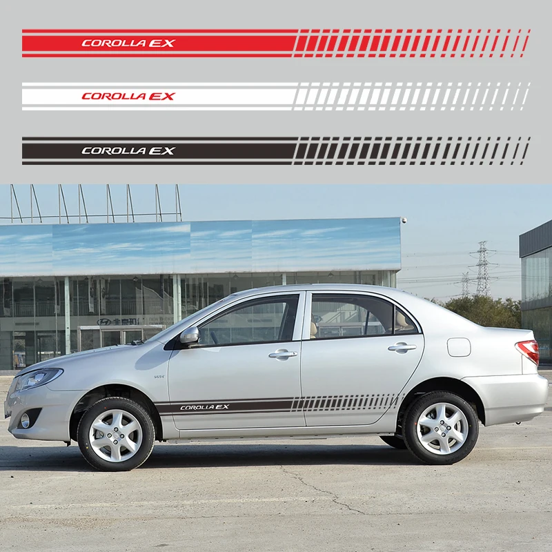 2 шт., автомобильные наклейки, автомобильные виниловые наклейки для Toyota COROLLA EX, Длинные полосатые наклейки для автомобиля