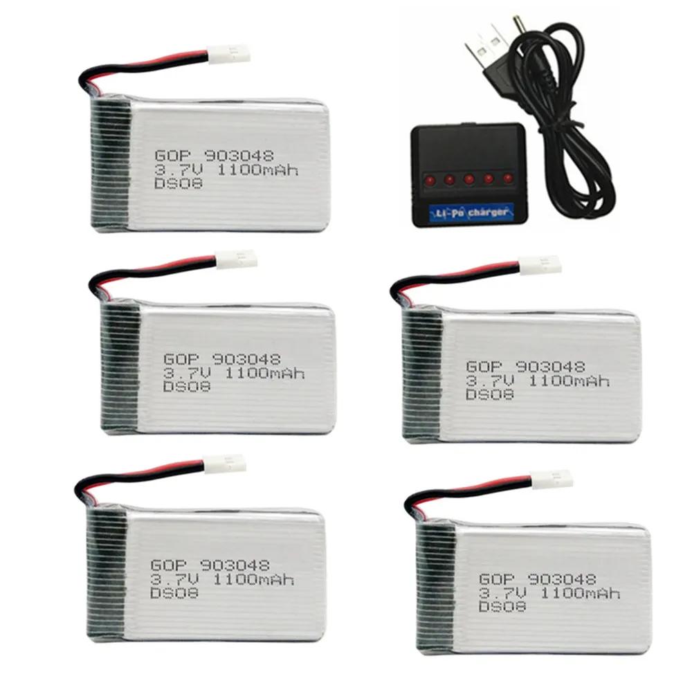 

3.7V 1100mAh 903048 Lipo Battery For SYMA X5S X5C X5SC X5SW M18 H5P X5 HuanQi 859B 727 RC Drone Parts li-po battery 3.7v+charger
