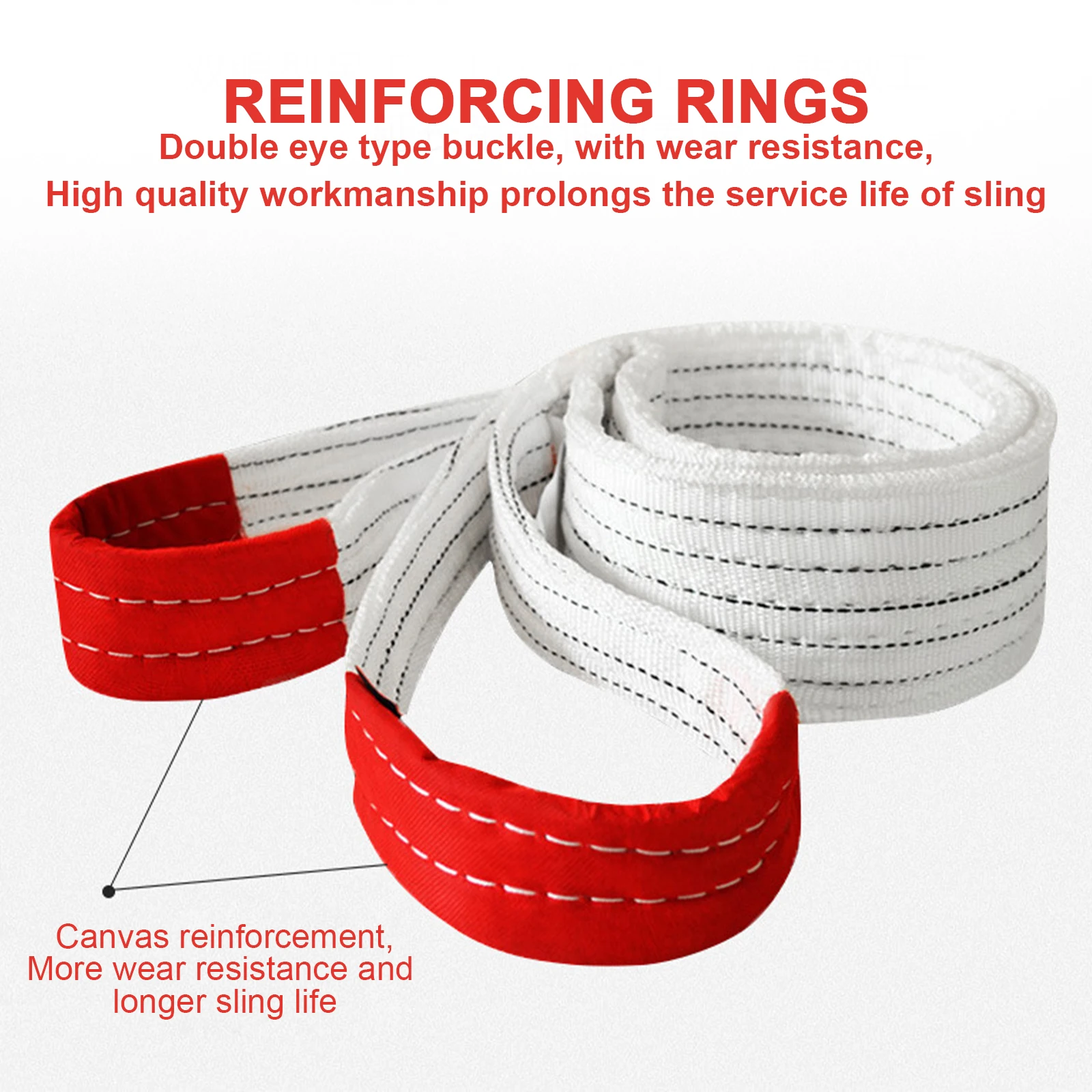 Lifting Sling 4 Layer Braiding, Wear Resistant Lifting Sling Crane Hoisting Industrial Hoisting Flat Belt Trailer Rope Bearing Weight 1-2T