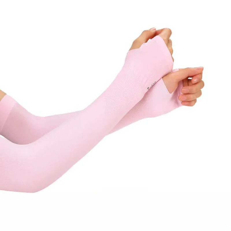 J03-06 Pink BZ Calymel модные унисекс ледяные шелковые солнцезащитные рукава для рук с защитой от ультрафиолета теплые длинные перчатки - Цвет: J03-06 Pink BZ