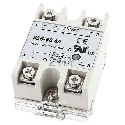 

AC 24-380V 60A Output Spring Load 35mm DIN Rail Mount SSR Solid State Relay