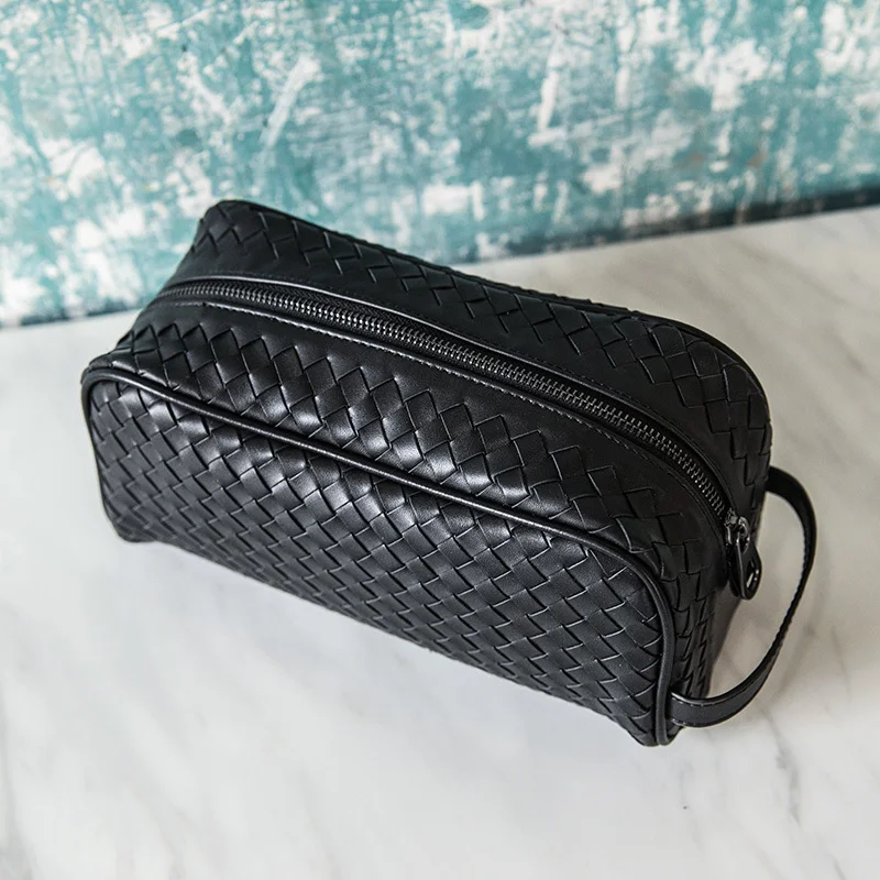 

2020 New Men's 100% Leather Handbag, Large Capacity Zipper Bag, Stylish Simple Storage Bag High Quality Brand Bag Sacoche Homme