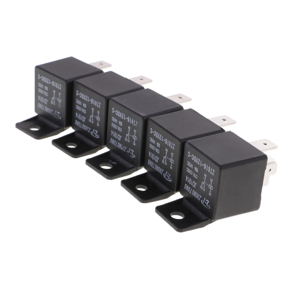 5 пар DC12V катушка 80A 5 Pin SPDT Автомобильная сигнализация безопасности релейное гнездо