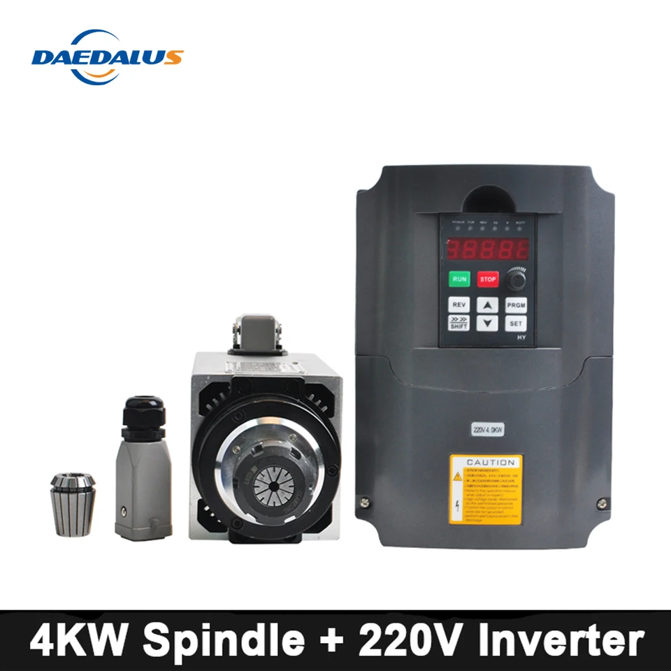 CNC шпинделя 4KW 220 V с воздушным охлаждением двигателя шпинделя ER25 Цанга + 4KW 220 V VFD беспозвоночных для граверный фрезерный станок Инструменты
