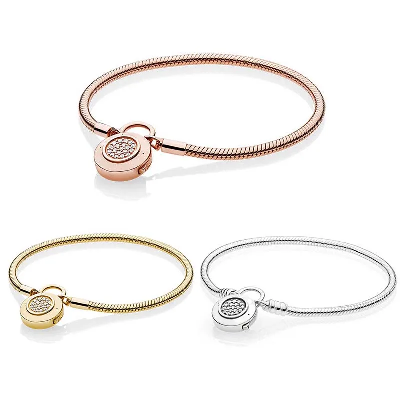 Подлинный 925 пробы серебряный Moments Подпись проложить браслет в европейском стиле Подходит для женщин шарик шарм браслет подарок DIY ювелирные изделия