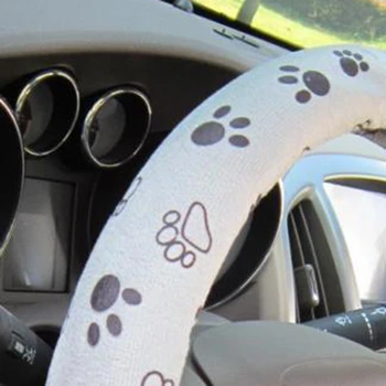 

38CM Non-slip Stylish Comfy Cute Paw Printed Automotive Car Steering Wheel Cover