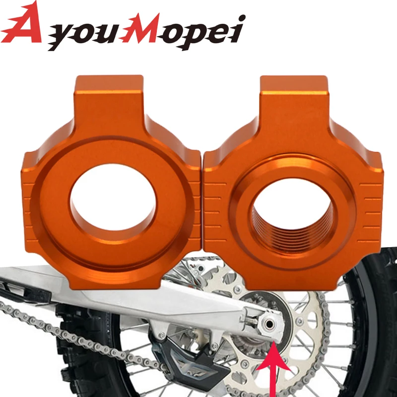 Rear Axle Chain Adjuster Slider For 125 200 250 300 380 400 450 520 525 540 EXC SXS Motorcycle Regulator Tension Fastener