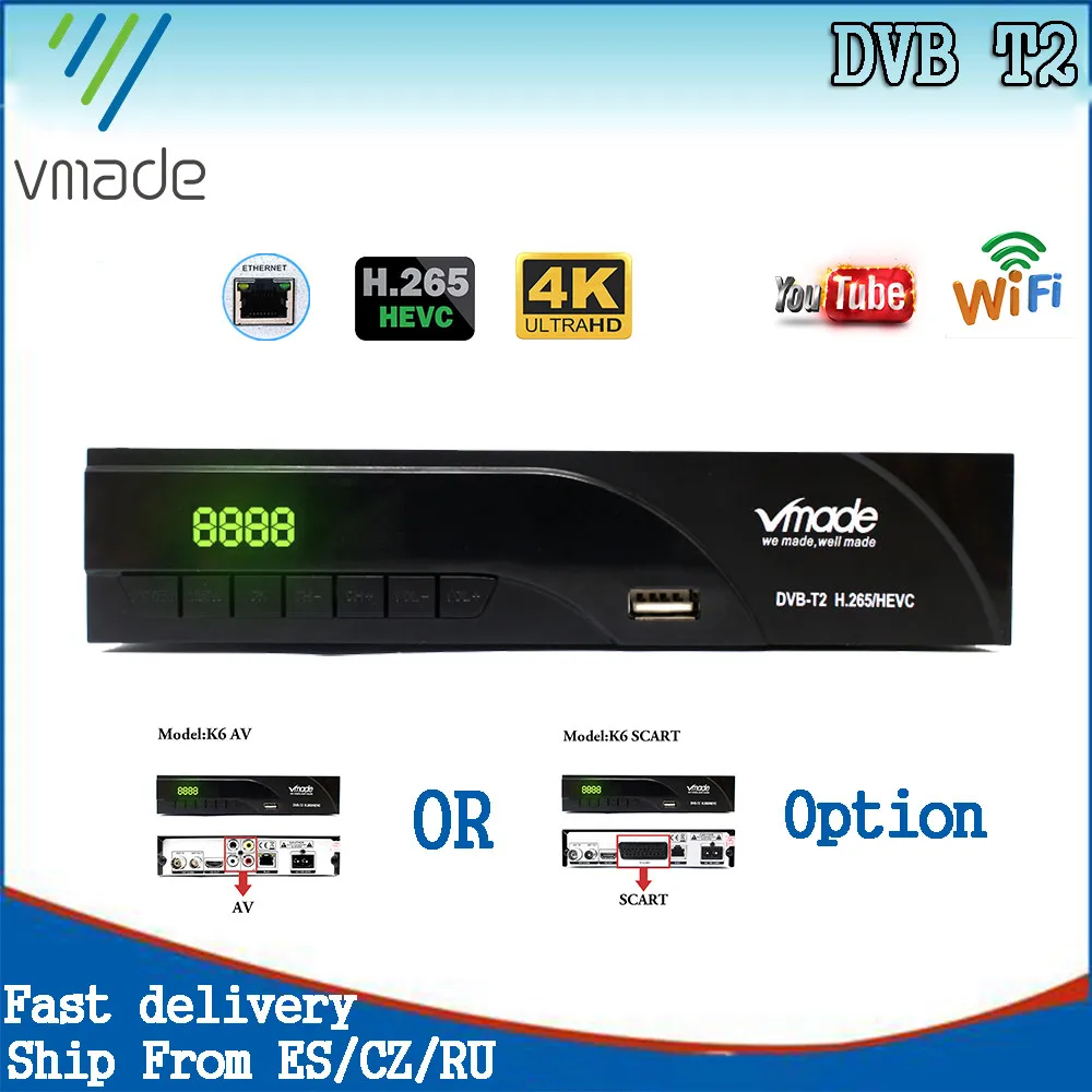 ТВ-приставка Vmade 2020 цифровая DVB T2 HEVC H.265 HD 1080P наземный приемник ТВ-тюнер с