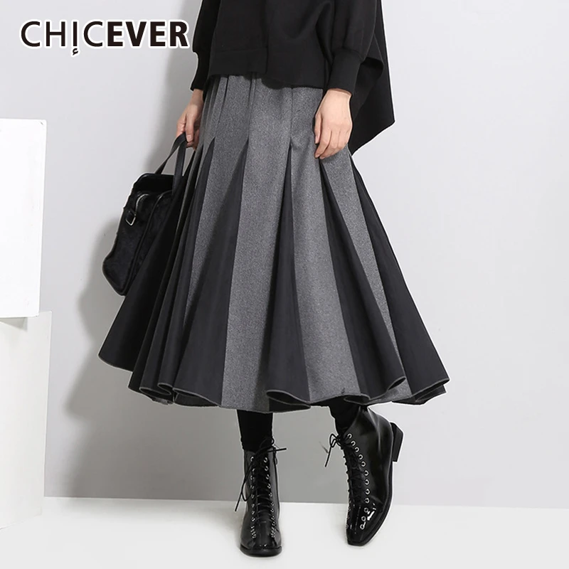 CHICEVER корейский стиль Лоскутные Полосатые хитовые цветные юбки для женщин с