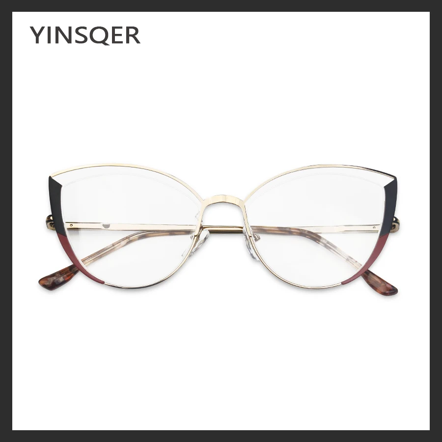YINSQER прозрачные женские очки искусственные круглые по рецепту для близорукости