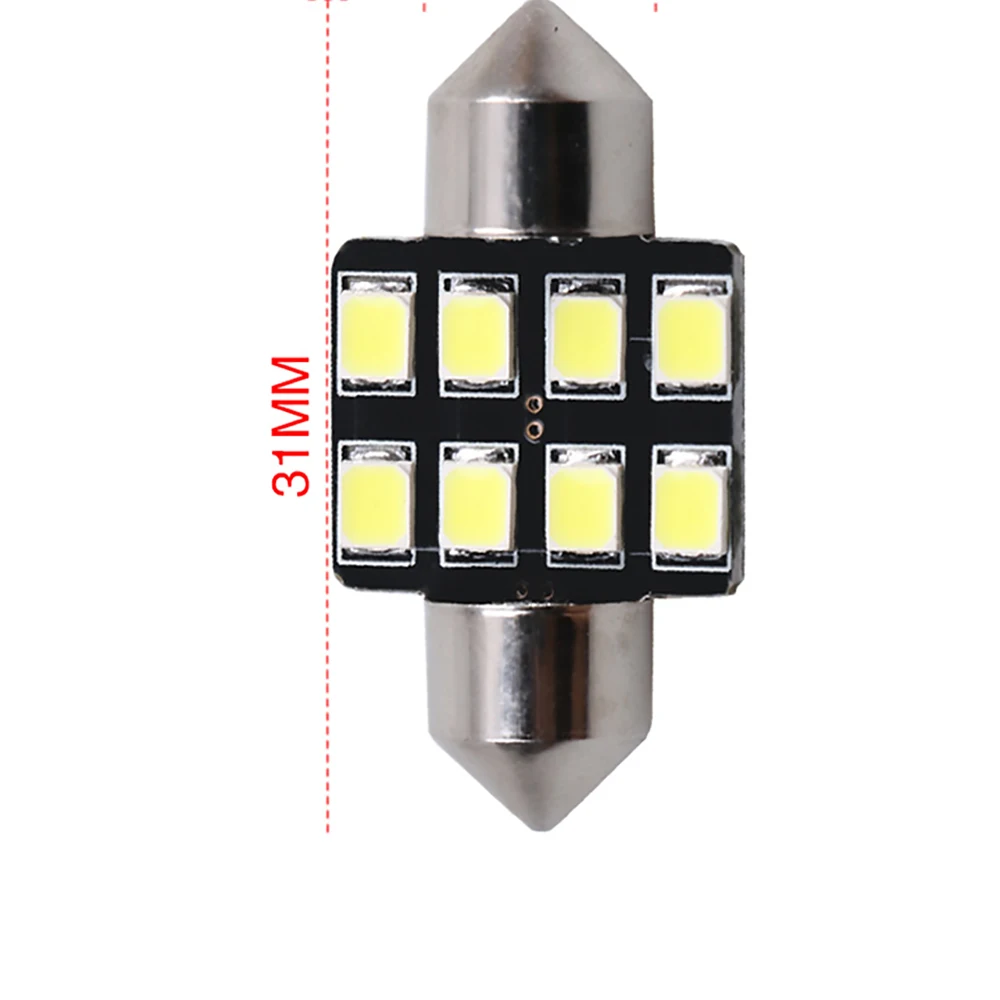 Белый 2835 чипов, 8 светодиодный 2835 SMD 31 мм 36 мм, Автомобильный светодиодный светильник для автомобиля, лампа для чтения в салоне автомобиля, купольная гирлянда, DC 12 В 6500K