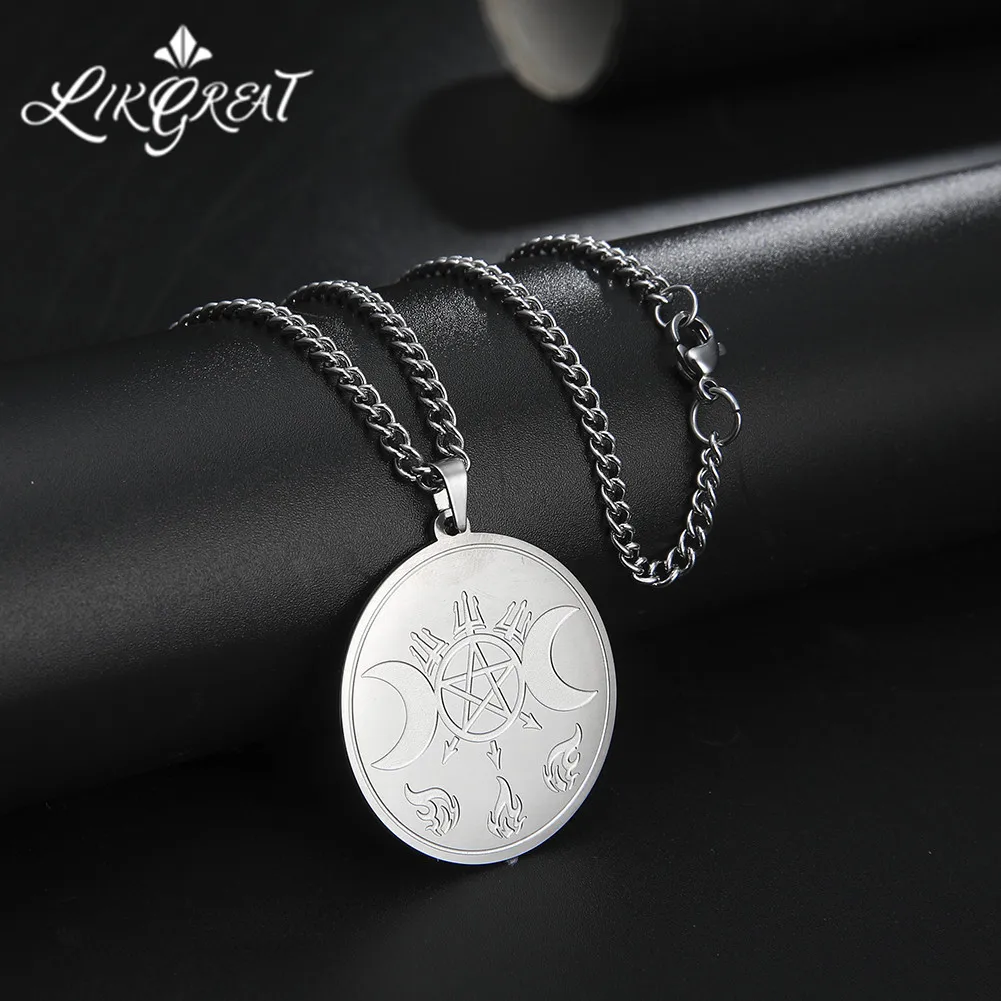 LIKGREAT Hecate wheel Strophalos Hekate Witchcraft Power Moon Star кулон богини ожерелье из нержавеющей стали