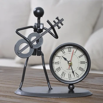 

Vintage Metal Musical Clock Home Decoration Iron Model Antique Clock Desk and Table Clock Simple Time Recording Accessories