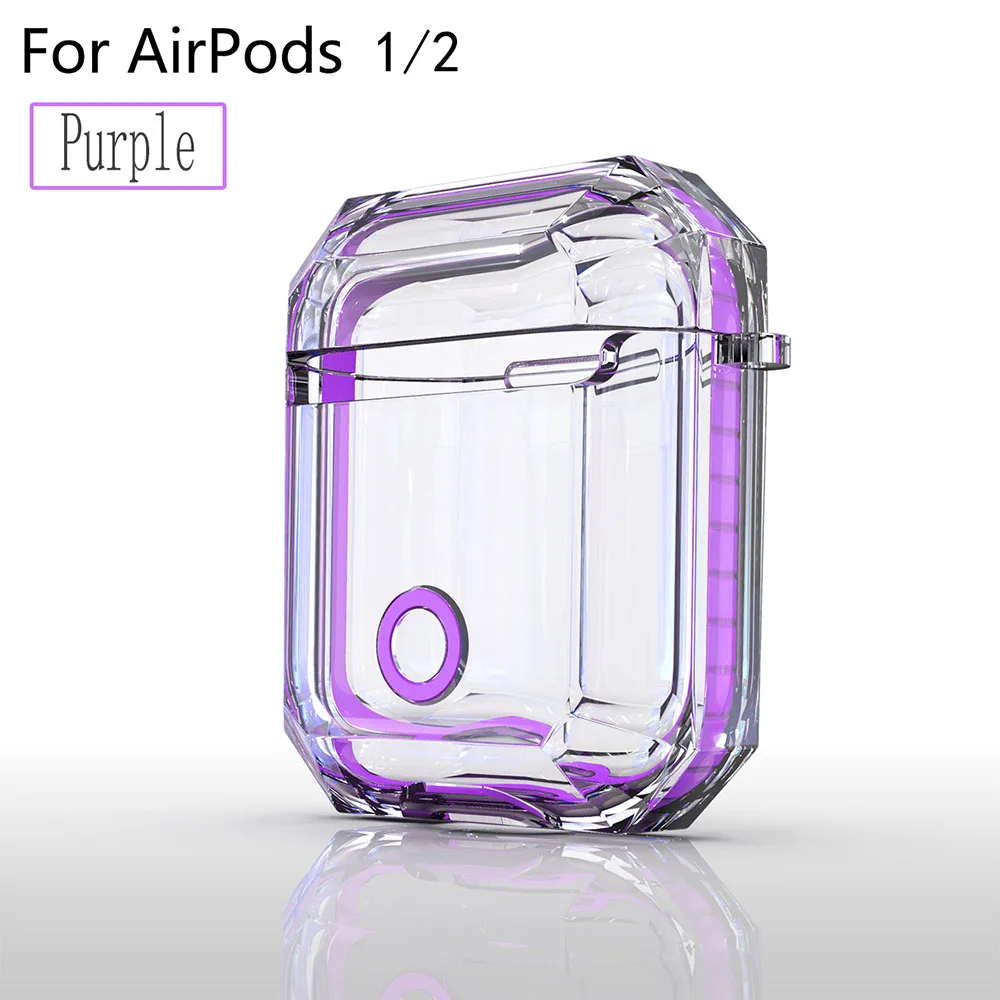 8 purple Для Apple AirPods чехол Apple AirPod заряжаемые наушники Защитный Прозрачный ударопрочный мягкий TPU AirPods аксессуары - Цвет: 8 purple
