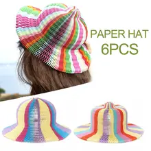6 Pcs Magic Vase Cap Variety Paper Hat Sun Hat Multicolor Versatile Foldable Paper Hat For Men Women Children Holiday Decoration