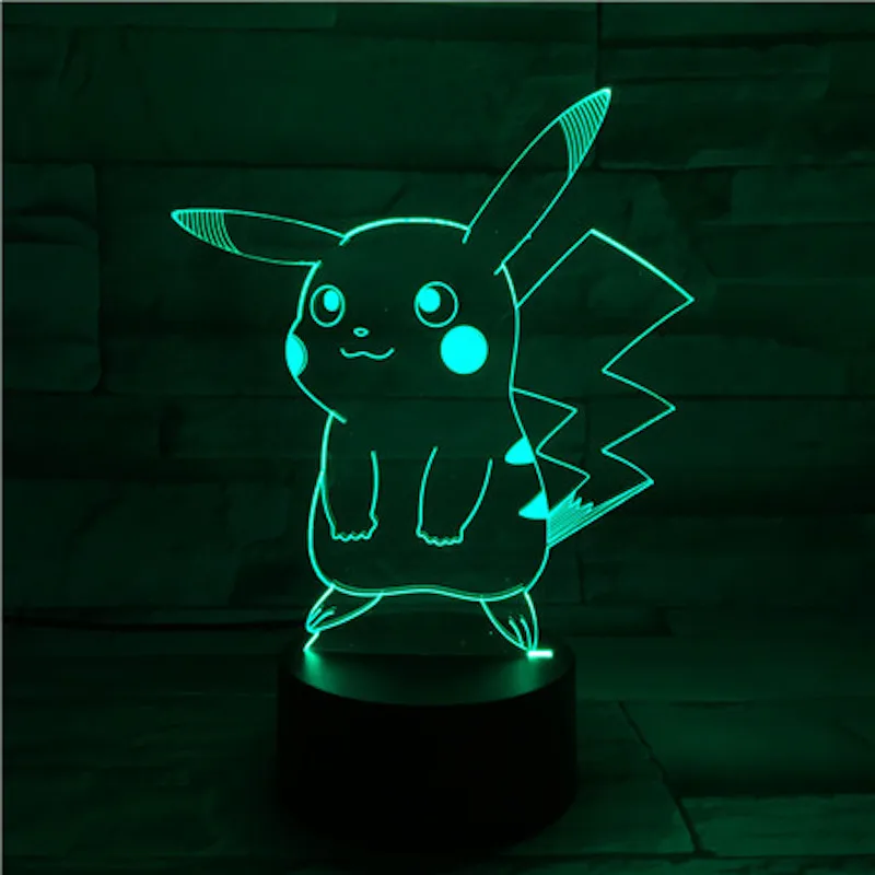 Pokemon Go, рисунок Пикачу, детский Ночной светильник светодиодный, меняющий цвет, прикроватная, новинка, лампы, подарок, Usb, светодиодный, детский Пикачу