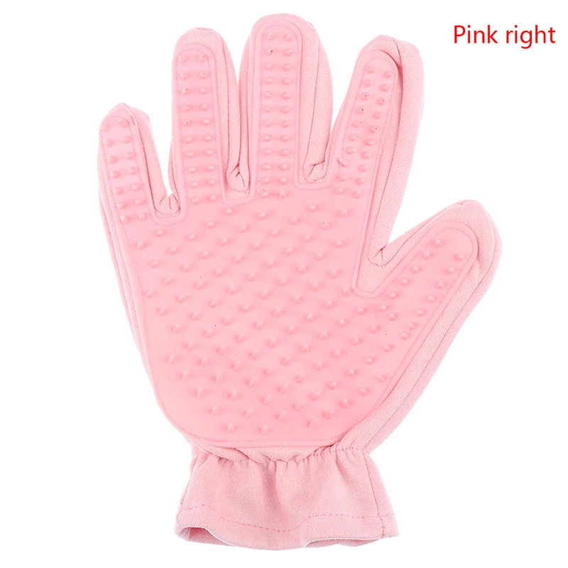 Combing Wool Bath Combs Cleaning Hair Remove Silicone Pet Brush Glove Grooming - Цвет: Pink Right