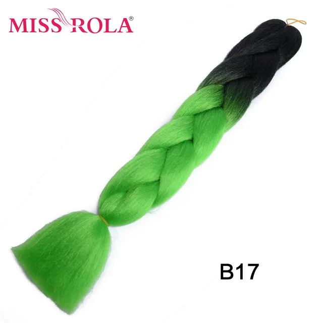 Miss Rola Synthetic Support Wholesale 100g 24 Inch Jumbo BraidsPink Green Yellow High Temperature Fiber Ombre Hair Extensions B17