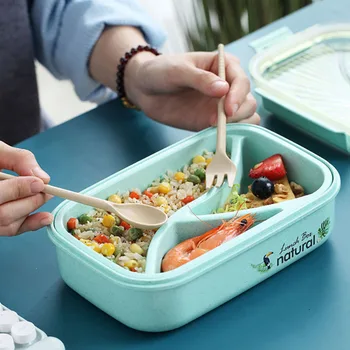 

GURET Wheat Straw Microwave Lunch Box Single Student Food Container Layer Sealed Bento Box Sent Tableware Kitchen Accessories