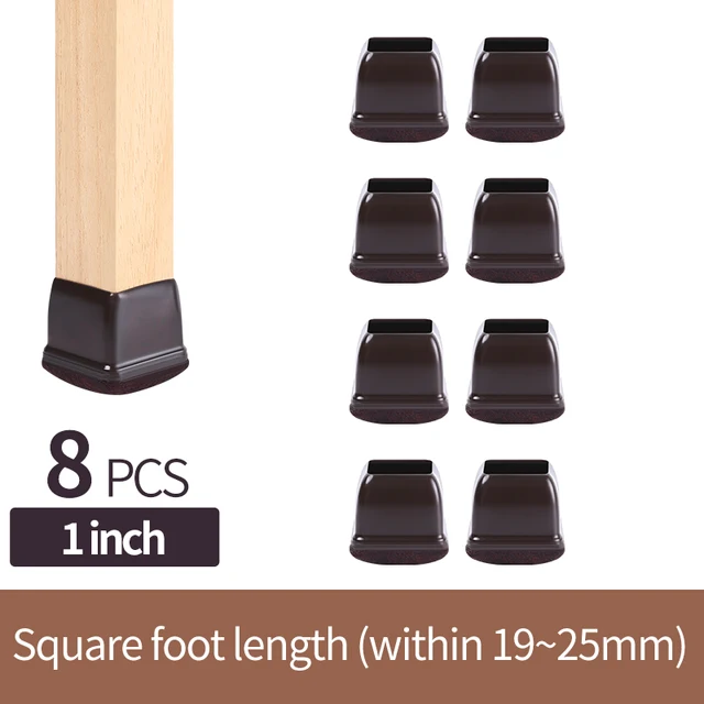 Upgraded Chair Leg Protector Covers Pads For Hardwood Furniture Floor Protectors Caps Sock Round Square Feet Protection Non Slip Rectangle 19-25mm