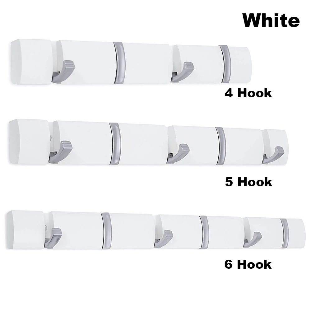 Wall mounted hook rack Wall Mounted 4 5 6 Folding Hooks Rack Folding Coat and Hat Rack Hooks-Towel Cap Leash Backpack Holder