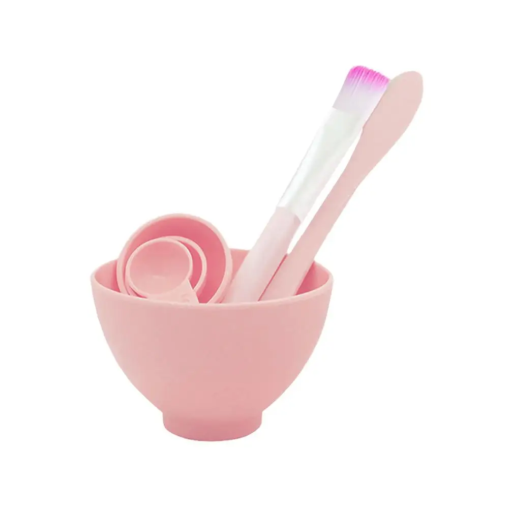 Pink 4 шт чаша для приготовления маски для лица набор 4 в 1 Сделай Сам красота лица косметический макияж инструмент с кисточкой смешанный перемешать шпатель палочка мерная ложка комплект - Цвет: Pink