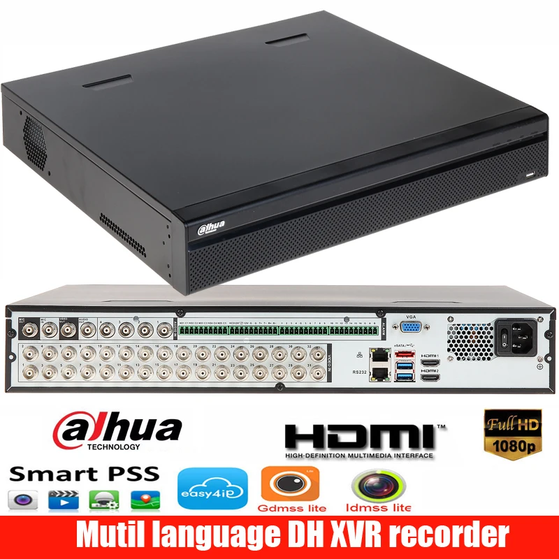 Mutil язык DAHUA AHD, HD-CVI, HD-TVI, CVBS, TCP/IP DVR XVR5432L-X 32 каналов input1080P Tribrid DVR Поддержка 4HDD