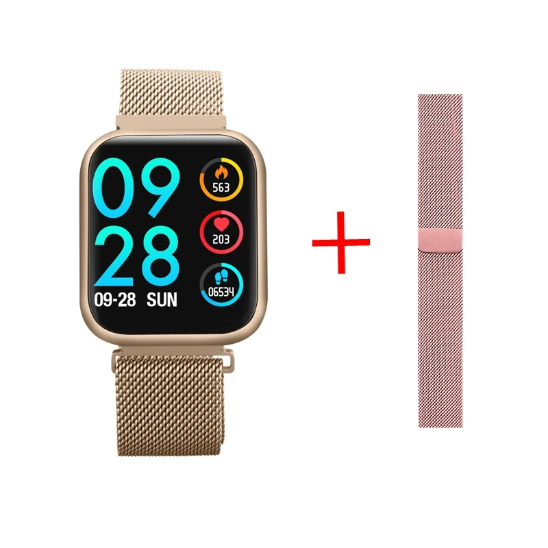 P80 gold add Pink 696 P70 обновленная версия P80 Смарт-часы женские IP68 Водонепроницаемые умные часы пульсометр кровяное давление для IPhone samsung huawei - Цвет: P80 gold add Pink