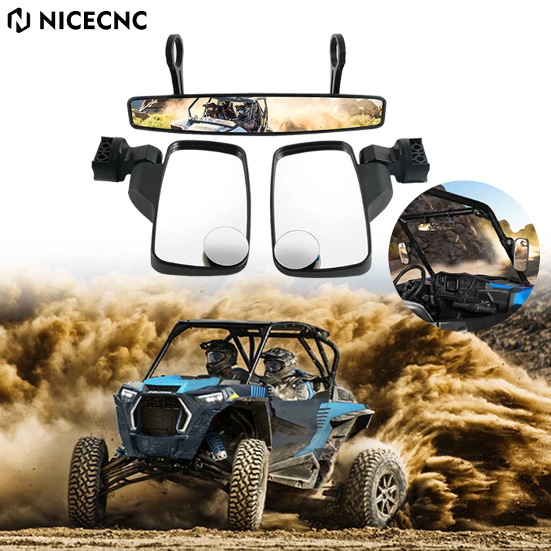 NiceCNC UTV Rear View Mirror Side Mirrors Set For Polaris Polaris RZR