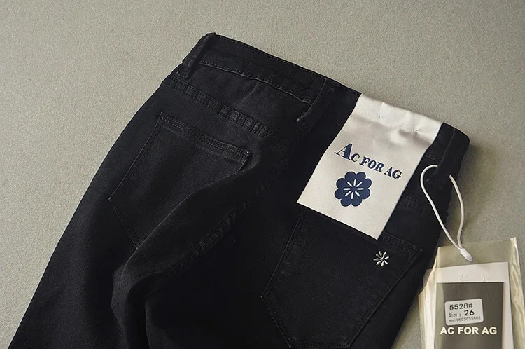 Осень стиль западный стиль Slim Fit для похудения acforag с высокой талией эластичные джинсы зауженные брюки женские
